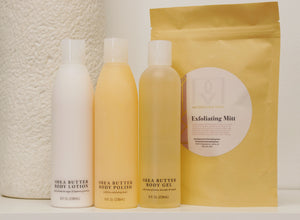 Skin Care Bundle | Shea Body Butter + Body Gel + Body Polish + Exfoliating Mitt